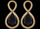 brinco gota cristal preto com bolinhas laterais