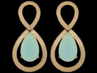 brinco gota cristal azul com bolinhas laterais